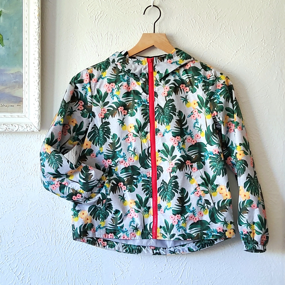 BERNARDO Kid's Floral Tropical Print Rain Jacket